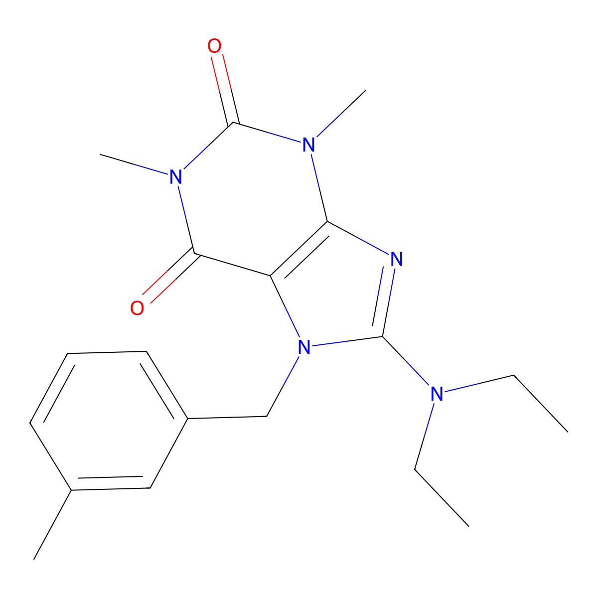8-(diethylamino)-1,3-dimethyl-7-(3-methylbenzyl)-1H-purine-2,6(3H,7H)-dione molecular structure, CAS 361174-80-3