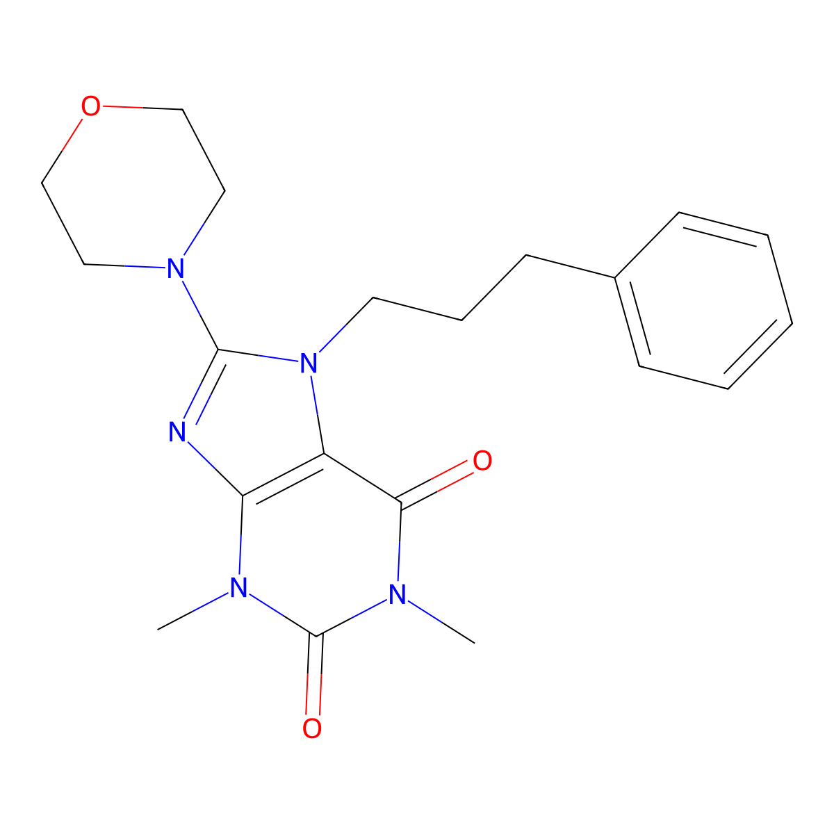 1,3-dimethyl-8-morpholino-7-(3-phenylpropyl)-1H-purine-2,6(3H,7H)-dione molecular structure, CAS 361174-88-1