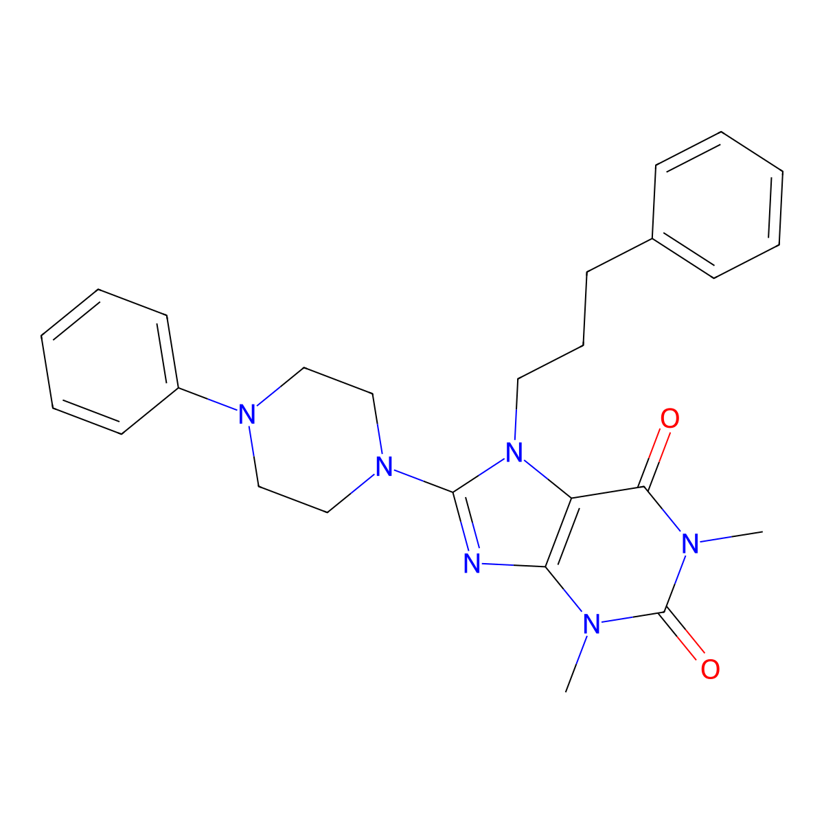 1,3-dimethyl-8-(4-phenylpiperazin-1-yl)-7-(3-phenylpropyl)-1H-purine-2,6(3H,7H)-dione molecular structure, CAS 361174-89-2