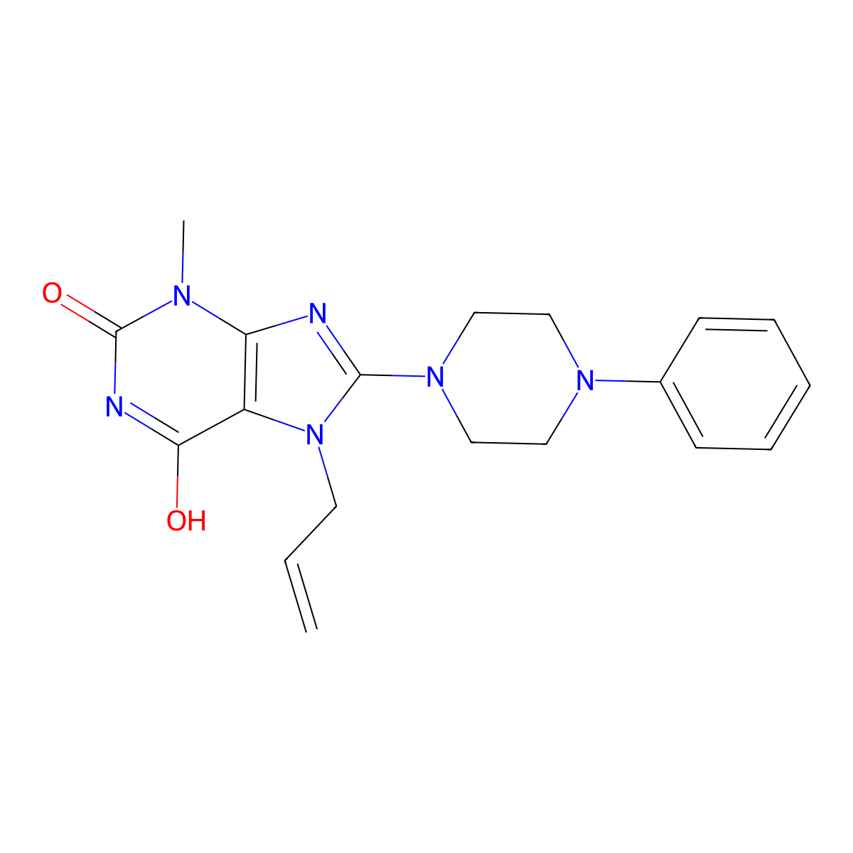 7-allyl-3-methyl-8-(4-phenylpiperazin-1-yl)-1H-purine-2,6(3H,7H)-dione molecular structure, CAS 361174-93-8
