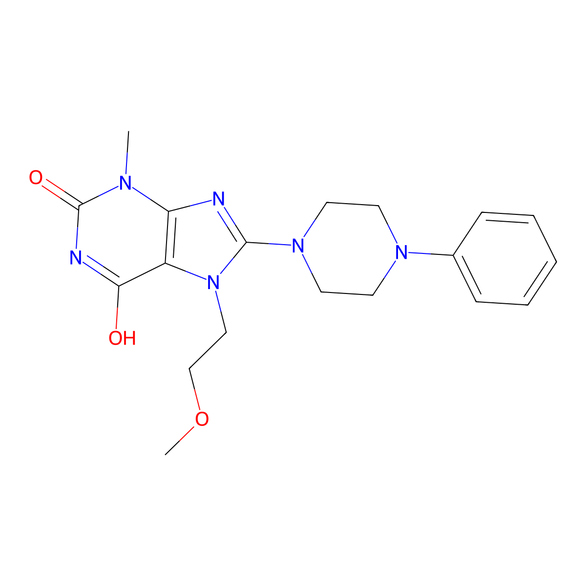 7-(2-methoxyethyl)-3-methyl-8-(4-phenylpiperazin-1-yl)-1H-purine-2,6(3H,7H)-dione molecular structure, CAS 361174-95-0
