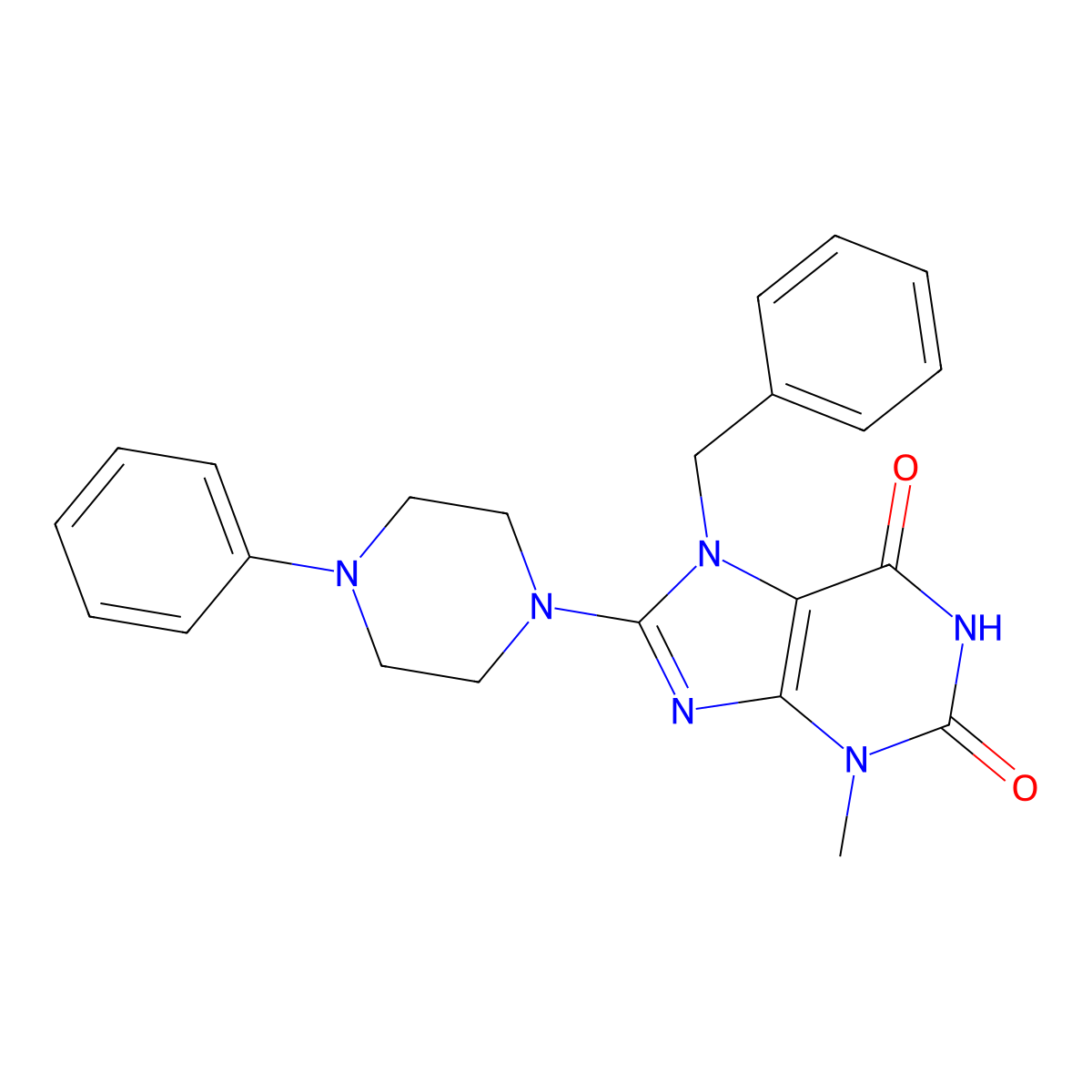 7-benzyl-3-methyl-8-(4-phenylpiperazin-1-yl)-1H-purine-2,6(3H,7H)-dione molecular structure, CAS 361174-97-2
