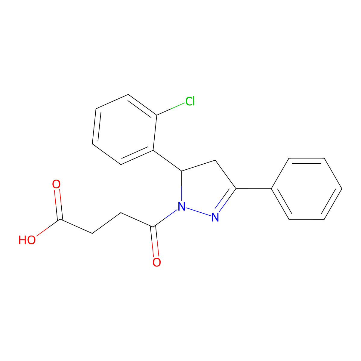 4-[5-(2-chlorophenyl)-3-phenyl-4,5-dihydro-1H-pyrazol-1-yl]-4-oxobutanoic acid molecular structure, CAS 361175-04-4