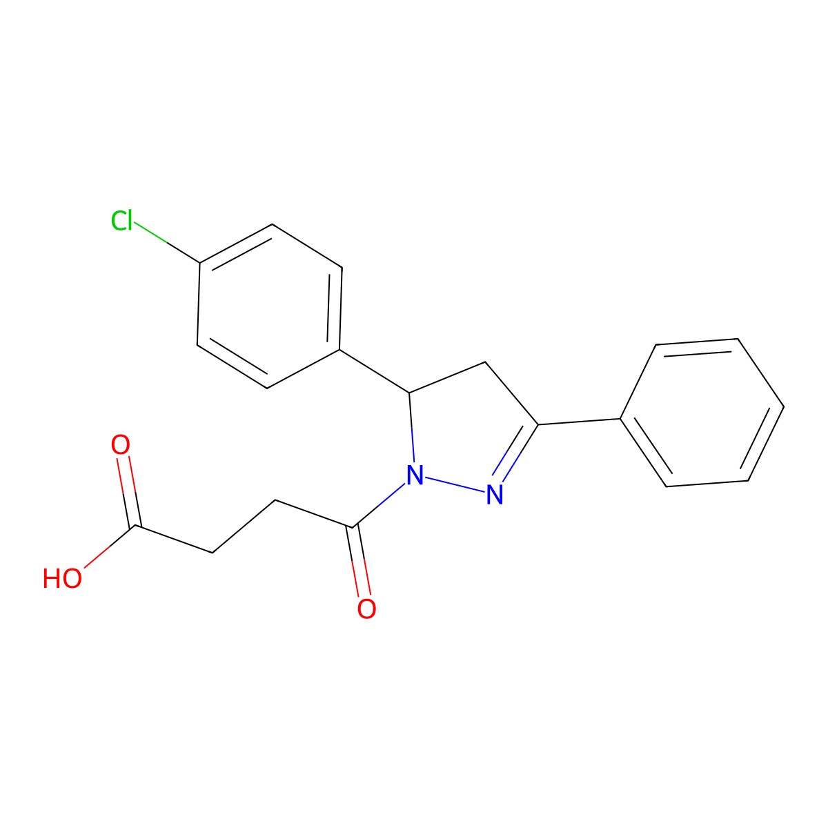 4-[5-(4-chlorophenyl)-3-phenyl-4,5-dihydro-1H-pyrazol-1-yl]-4-oxobutanoic acid molecular structure, CAS 361175-05-5