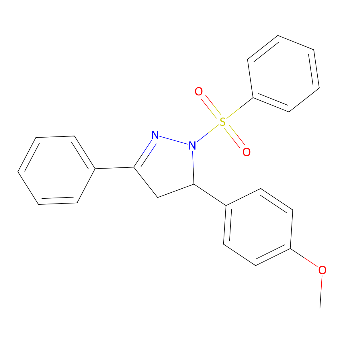 2-(Benzenesulfonyl)-3-(4-methoxyphenyl)-5-phenyl-3,4-dihydropyrazole molecular structure, CAS 361175-08-8