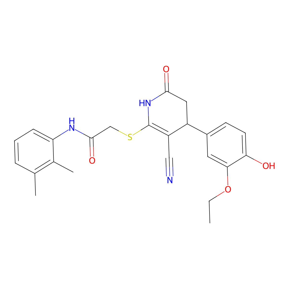 2-{[3-cyano-4-(3-ethoxy-4-hydroxyphenyl)-6-oxo-1,4,5,6-tetrahydropyridin-2-yl]sulfanyl}-N-(2,3-dimethylphenyl)acetamide molecular structure, CAS 361178-38-3
