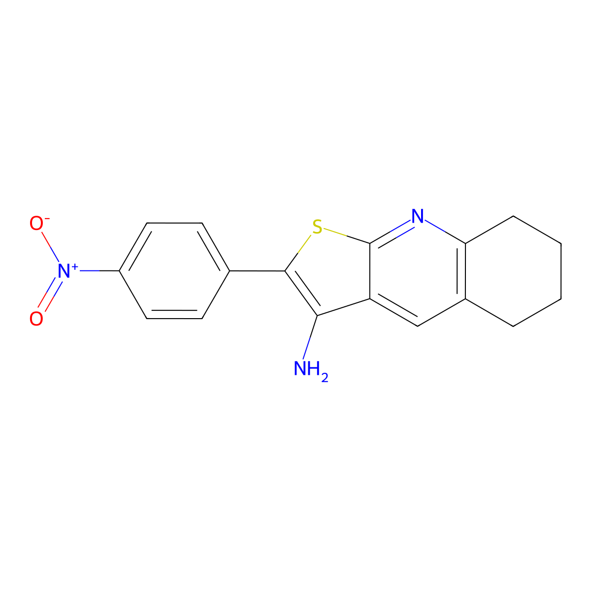 2-(4-Nitrophenyl)-5,6,7,8-tetrahydrothieno(2,3-B)quinolin-3-amine molecular structure, CAS 361178-66-7