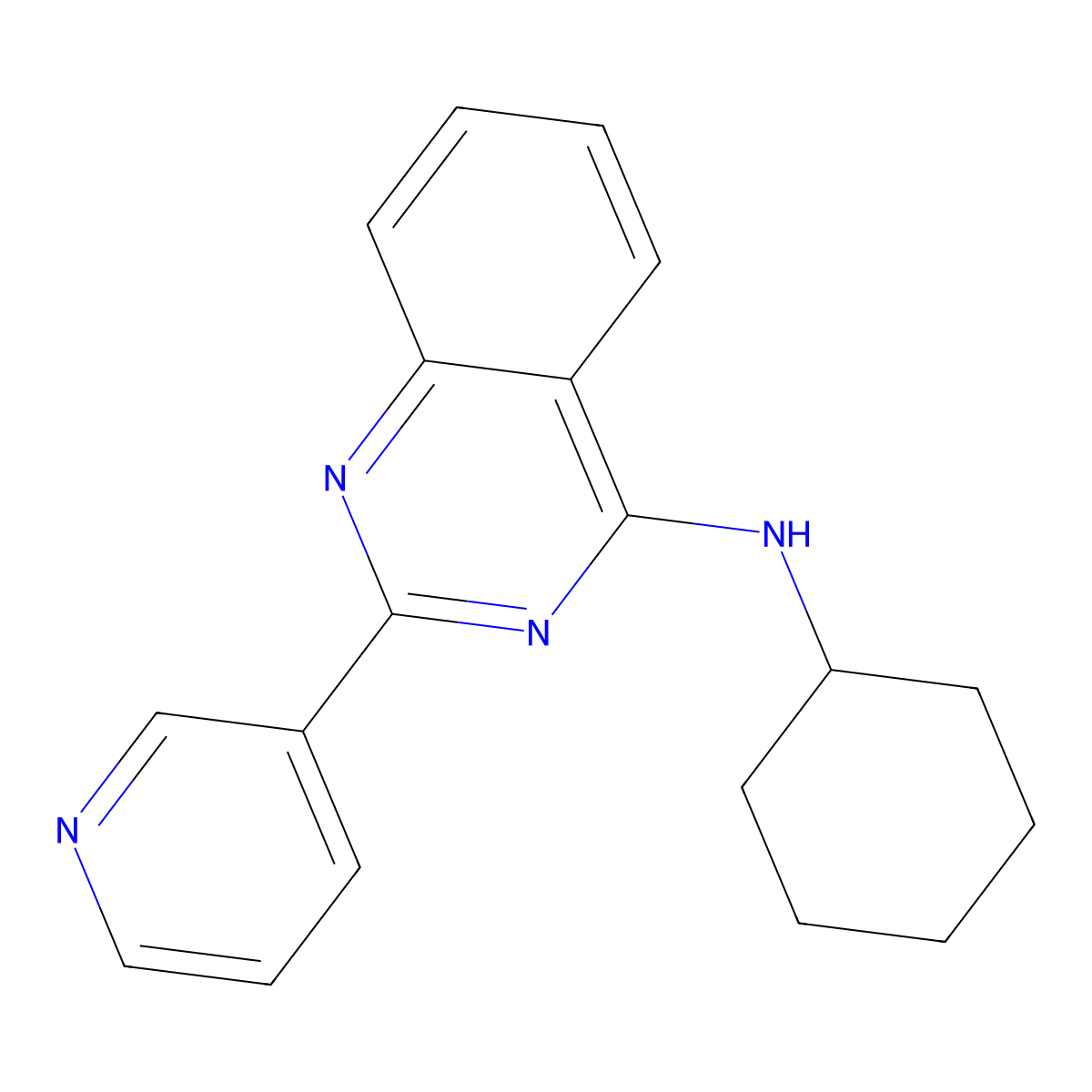 N-cyclohexyl-2-(pyridin-3-yl)quinazolin-4-amine molecular structure, CAS 361178-78-1