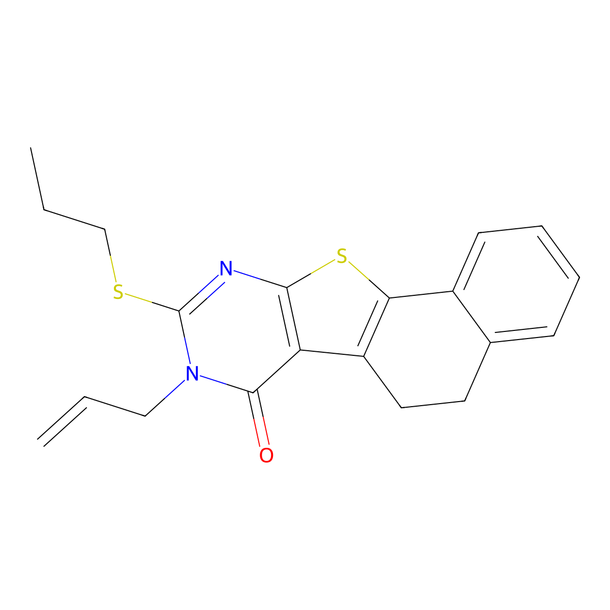 8-allyl-9-(propylsulfanyl)-5,8-dihydronaphtho[2',1':4,5]thieno[2,3-d]pyrimidin-7(6H)-one molecular structure, CAS 361178-89-4