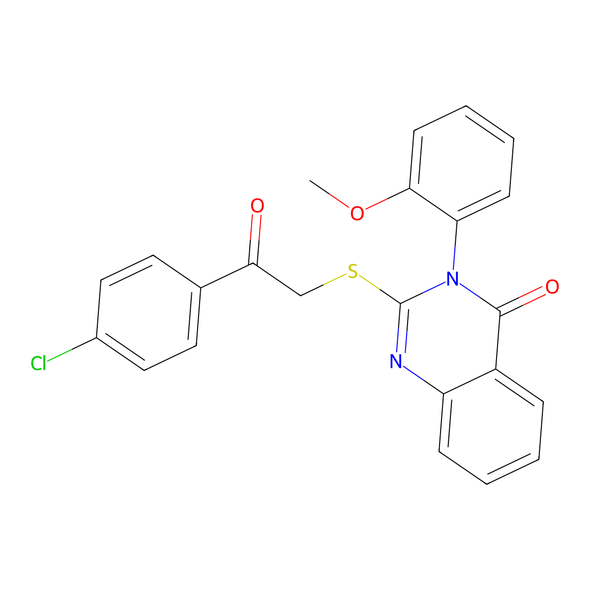 2-((2-(4-chlorophenyl)-2-oxoethyl)thio)-3-(2-methoxyphenyl)quinazolin-4(3H)-one molecular structure, CAS 361179-08-0