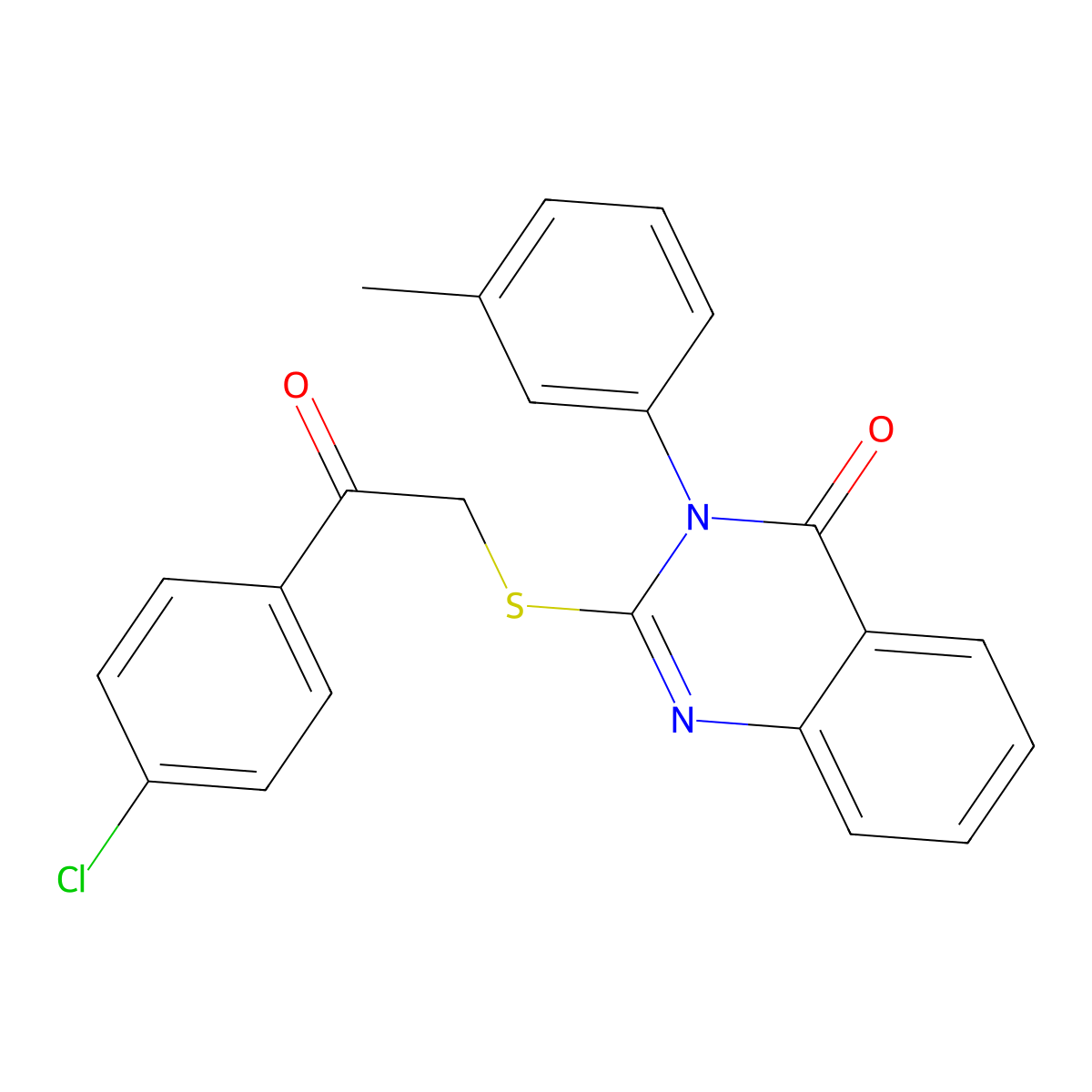 2-[2-(4-Chlorophenyl)-2-oxoethyl]sulfanyl-3-(3-methylphenyl)quinazolin-4-one molecular structure, CAS 361179-13-7