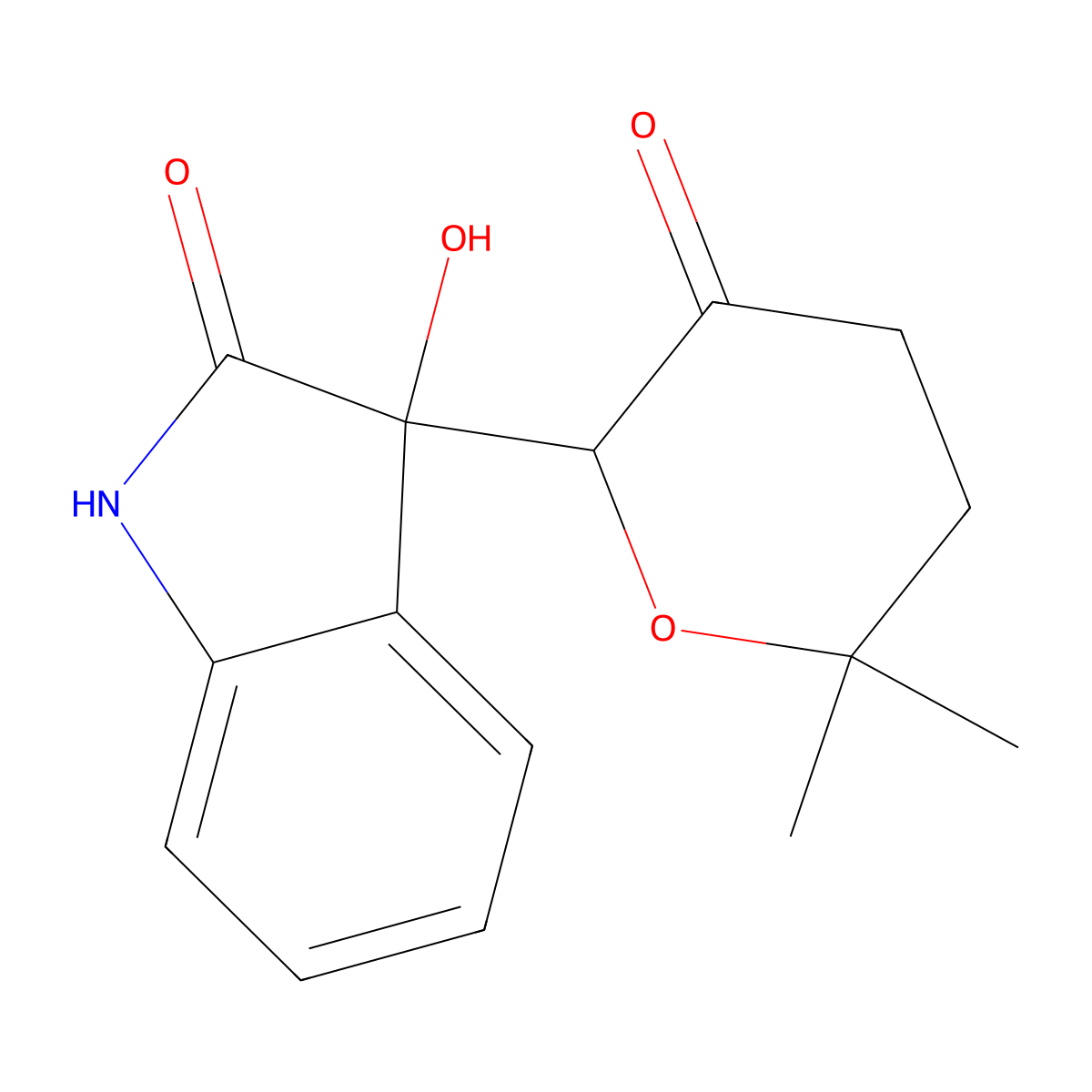3-(6,6-dimethyl-3-oxotetrahydro-2H-pyran-2-yl)-3-hydroxy-1,3-dihydro-2H-indol-2-one molecular structure, CAS 361179-31-9