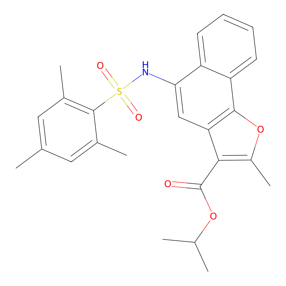 Isopropyl 5-[(mesitylsulfonyl)amino]-2-methylnaphtho[1,2-b]furan-3-carboxylate molecular structure, CAS 361179-39-7