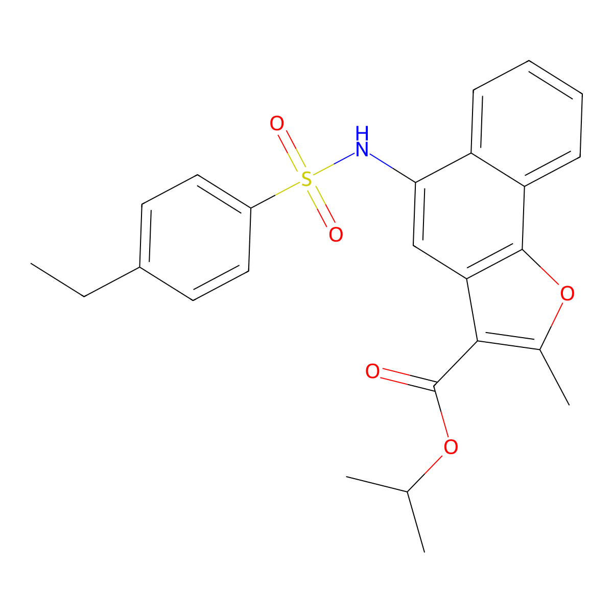 Isopropyl 5-{[(4-ethylphenyl)sulfonyl]amino}-2-methylnaphtho[1,2-b]furan-3-carboxylate molecular structure, CAS 361179-42-2
