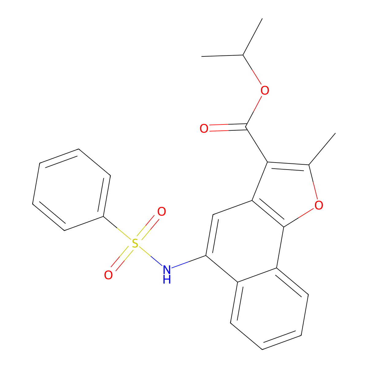Isopropyl 2-methyl-5-(phenylsulfonamido)naphtho[1,2-b]furan-3-carboxylate molecular structure, CAS 361179-45-5