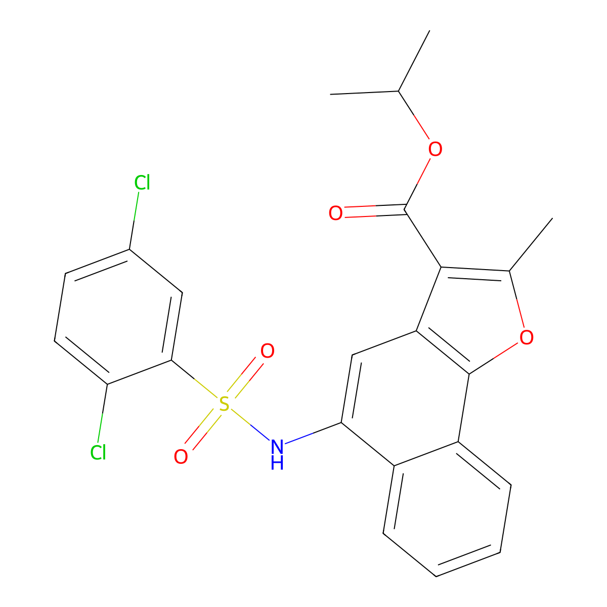 Isopropyl 5-{[(2,5-dichlorophenyl)sulfonyl]amino}-2-methylnaphtho[1,2-b]furan-3-carboxylate molecular structure, CAS 361179-47-7