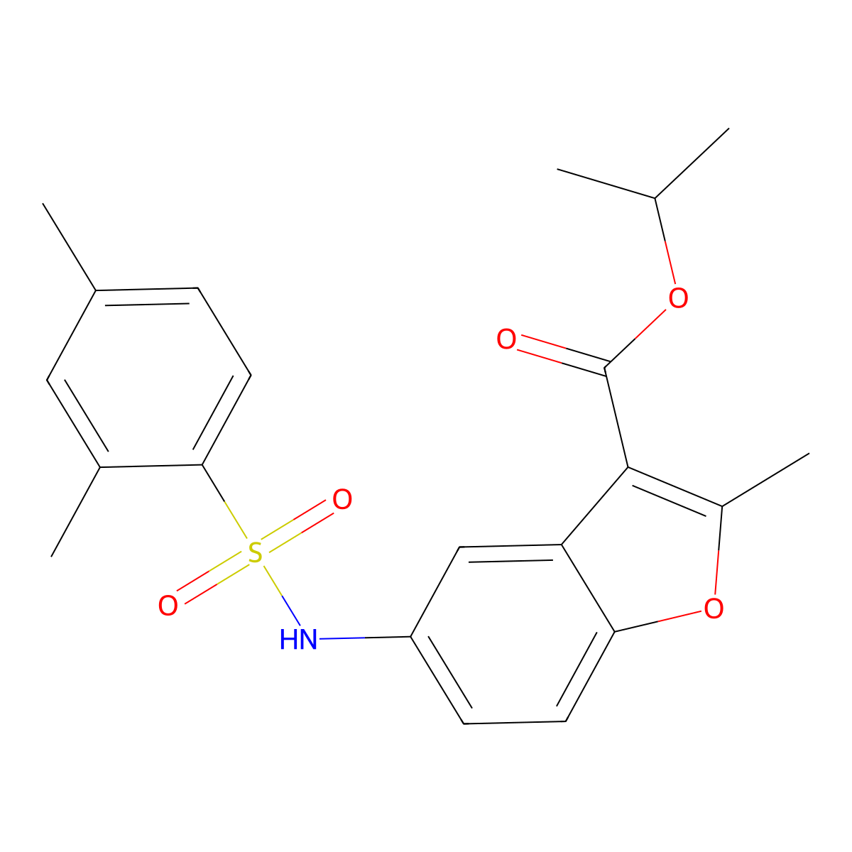 Isopropyl 5-{[(2,4-dimethylphenyl)sulfonyl]amino}-2-methyl-1-benzofuran-3-carboxylate molecular structure, CAS 361179-51-3