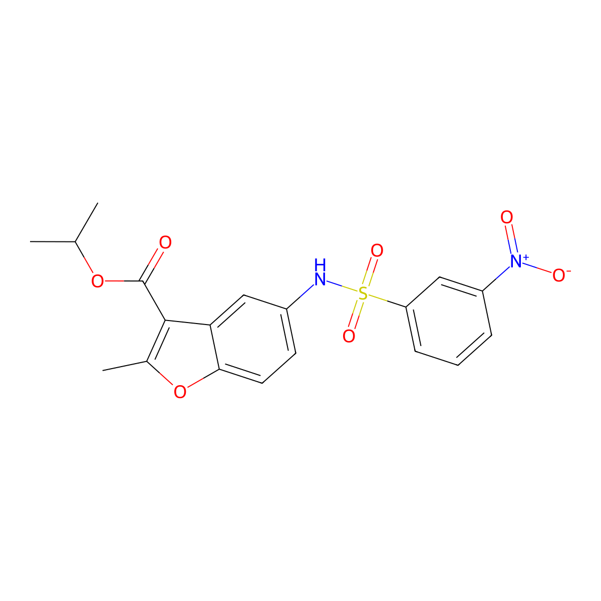 Propan-2-yl 2-methyl-5-[(3-nitrophenyl)sulfonylamino]-1-benzofuran-3-carboxylate molecular structure, CAS 361179-53-5