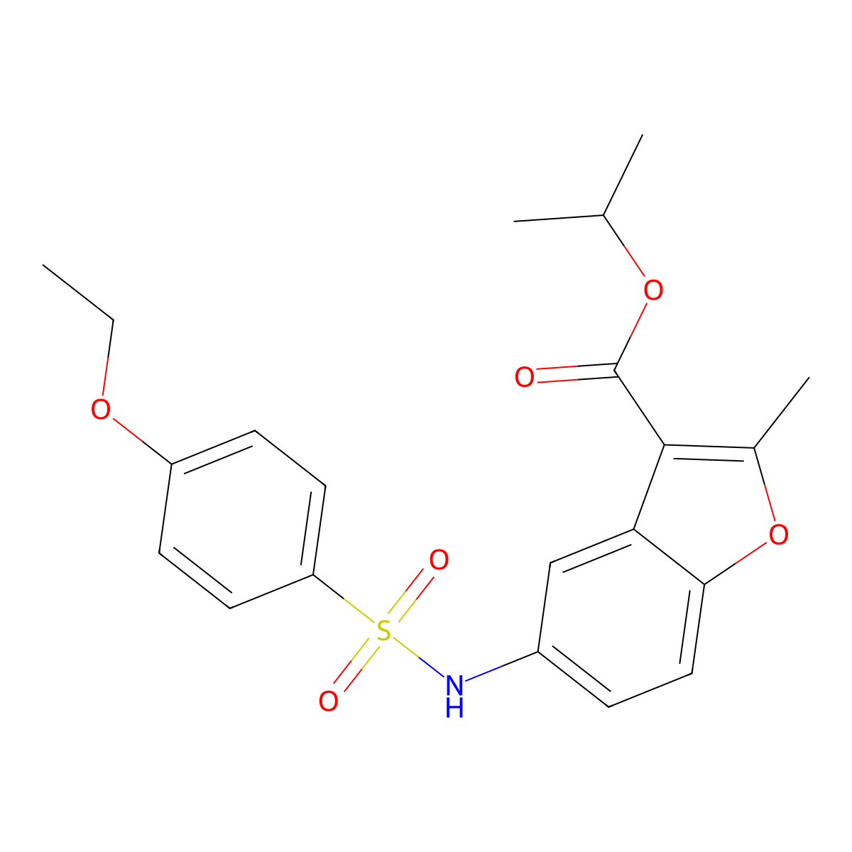 Isopropyl 5-{[(4-ethoxyphenyl)sulfonyl]amino}-2-methyl-1-benzofuran-3-carboxylate molecular structure, CAS 361179-55-7