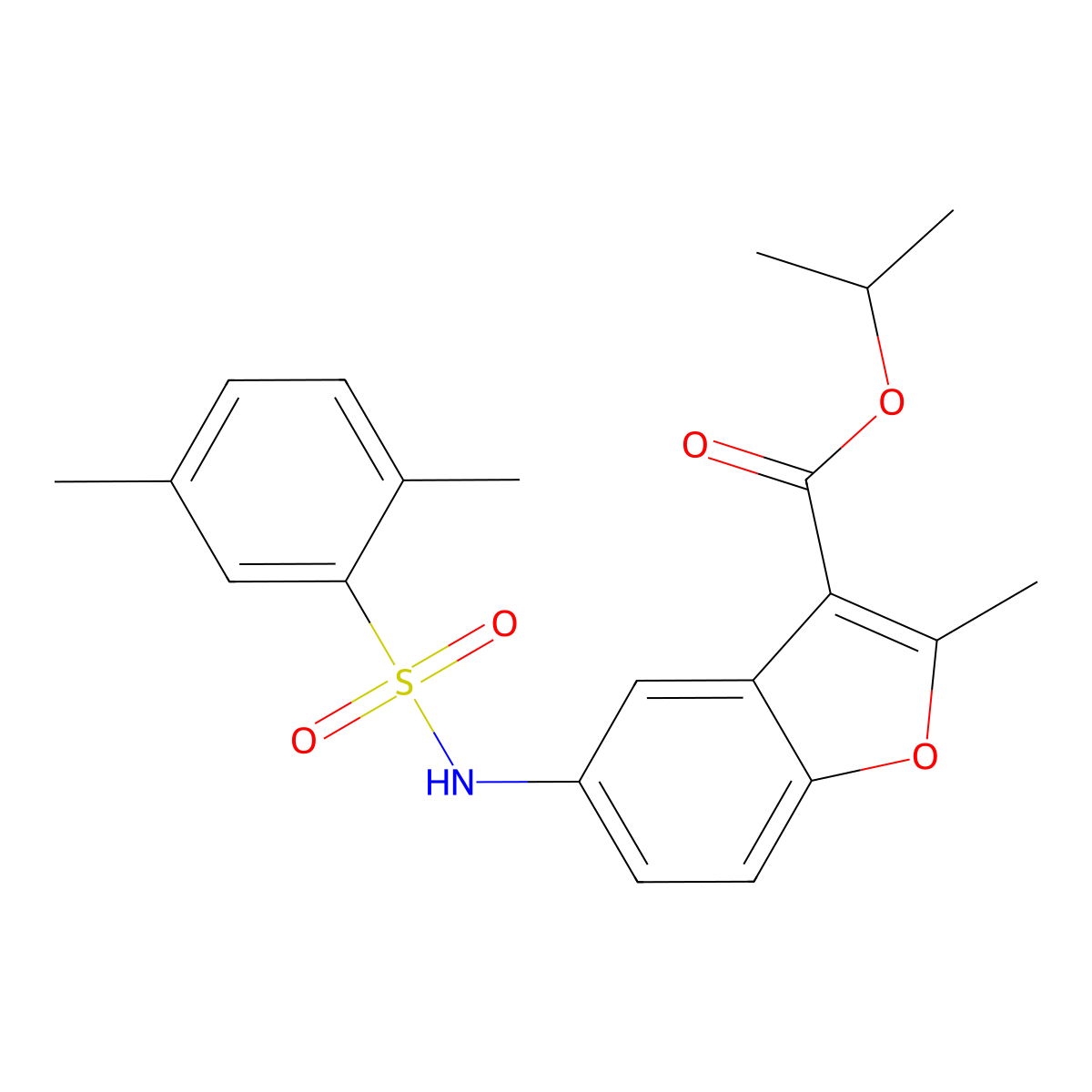 Isopropyl 5-{[(2,5-dimethylphenyl)sulfonyl]amino}-2-methyl-1-benzofuran-3-carboxylate molecular structure, CAS 361179-59-1