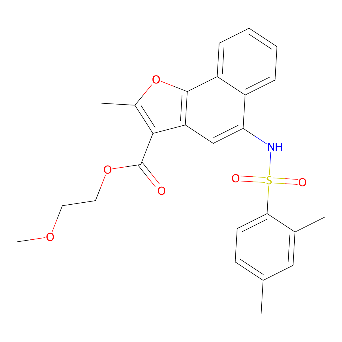 2-Methoxyethyl 5-{[(2,4-dimethylphenyl)sulfonyl]amino}-2-methylnaphtho[1,2-b]furan-3-carboxylate molecular structure, CAS 361179-76-2
