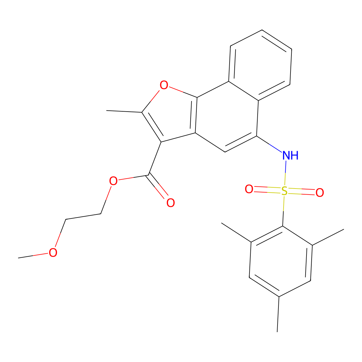 2-Methoxyethyl 5-[(mesitylsulfonyl)amino]-2-methylnaphtho[1,2-b]furan-3-carboxylate molecular structure, CAS 361179-77-3