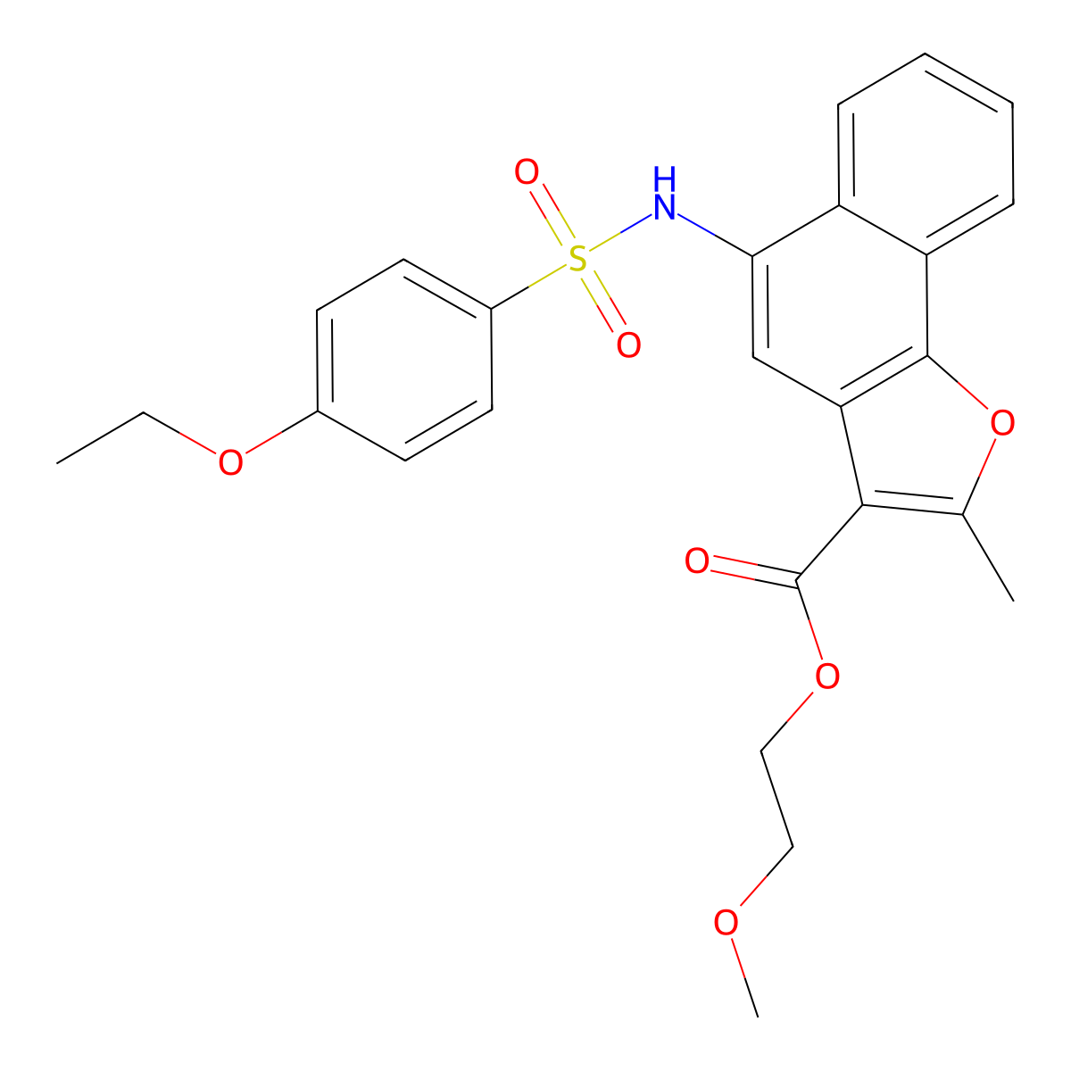 2-Methoxyethyl 5-{[(4-ethoxyphenyl)sulfonyl]amino}-2-methylnaphtho[1,2-b]furan-3-carboxylate molecular structure, CAS 361179-80-8