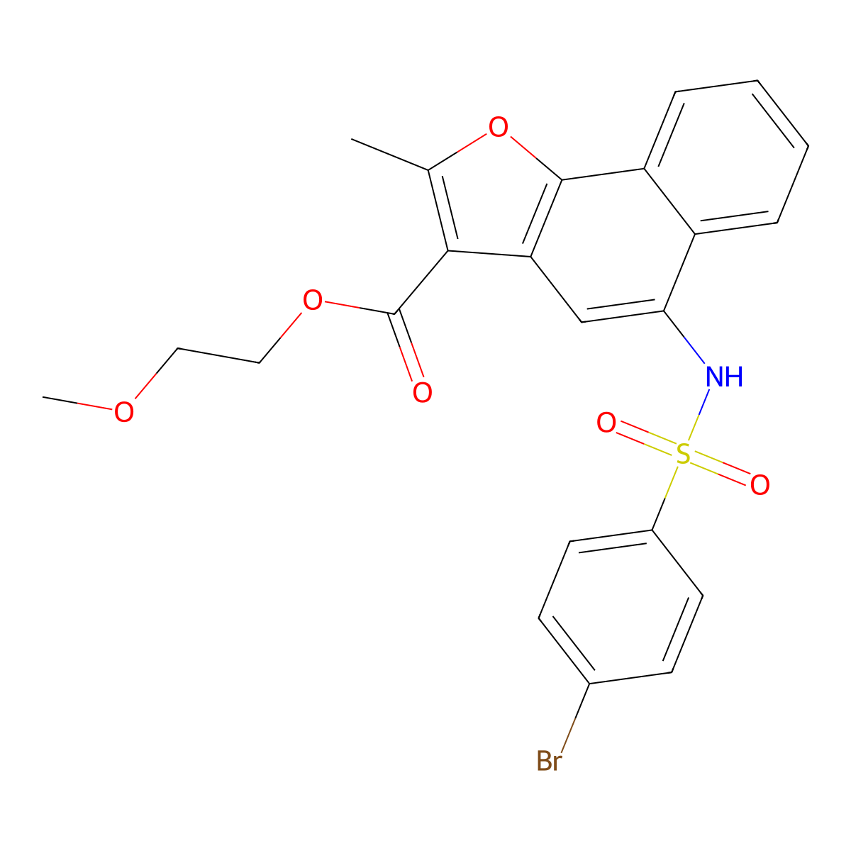 2-Methoxyethyl 5-(4-bromobenzenesulfonamido)-2-methylnaphtho[1,2-B]furan-3-carboxylate molecular structure, CAS 361179-81-9