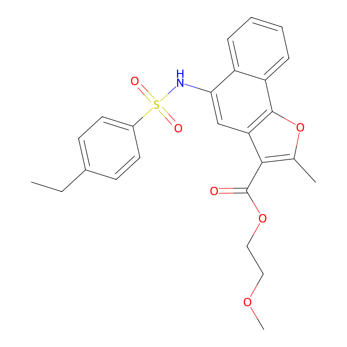 2-Methoxyethyl 5-{[(4-ethylphenyl)sulfonyl]amino}-2-methylnaphtho[1,2-b]furan-3-carboxylate molecular structure, CAS 361179-82-0
