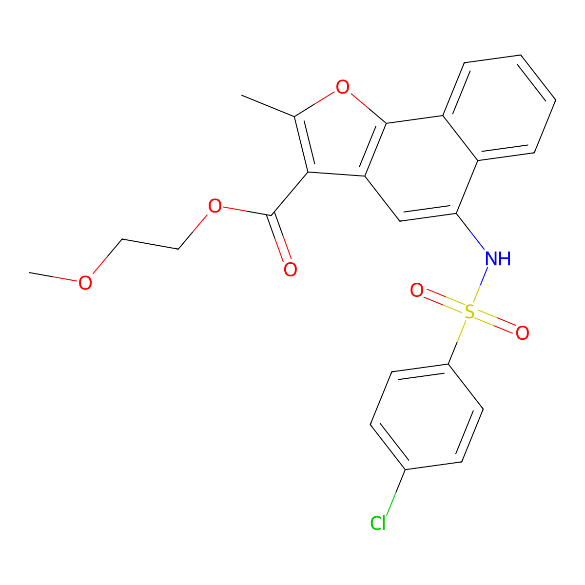 2-Methoxyethyl 5-{[(4-chlorophenyl)sulfonyl]amino}-2-methylnaphtho[1,2-b]furan-3-carboxylate molecular structure, CAS 361179-83-1
