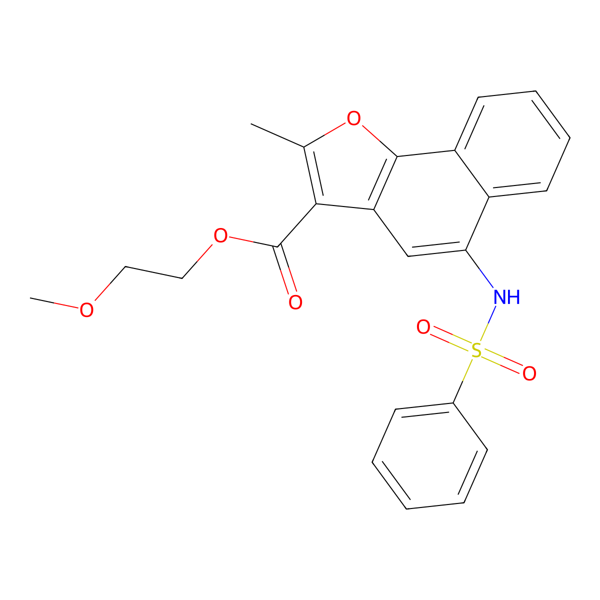 2-Methoxyethyl 2-methyl-5-[(phenylsulfonyl)amino]naphtho[1,2-b]furan-3-carboxylate molecular structure, CAS 361179-84-2