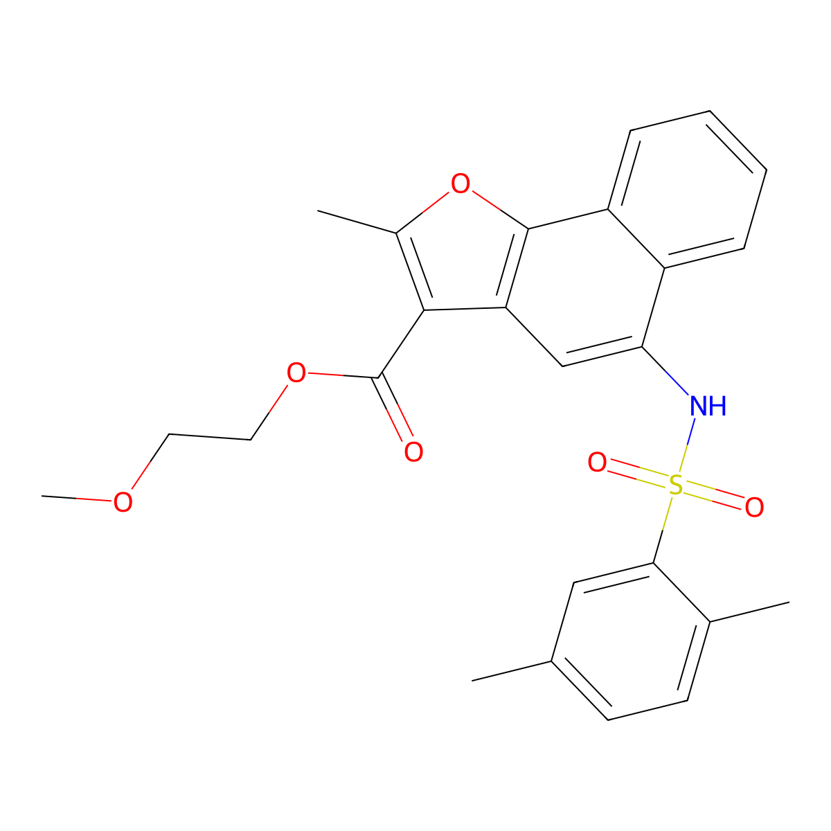 2-Methoxyethyl 5-{[(2,5-dimethylphenyl)sulfonyl]amino}-2-methylnaphtho[1,2-b]furan-3-carboxylate molecular structure, CAS 361179-86-4