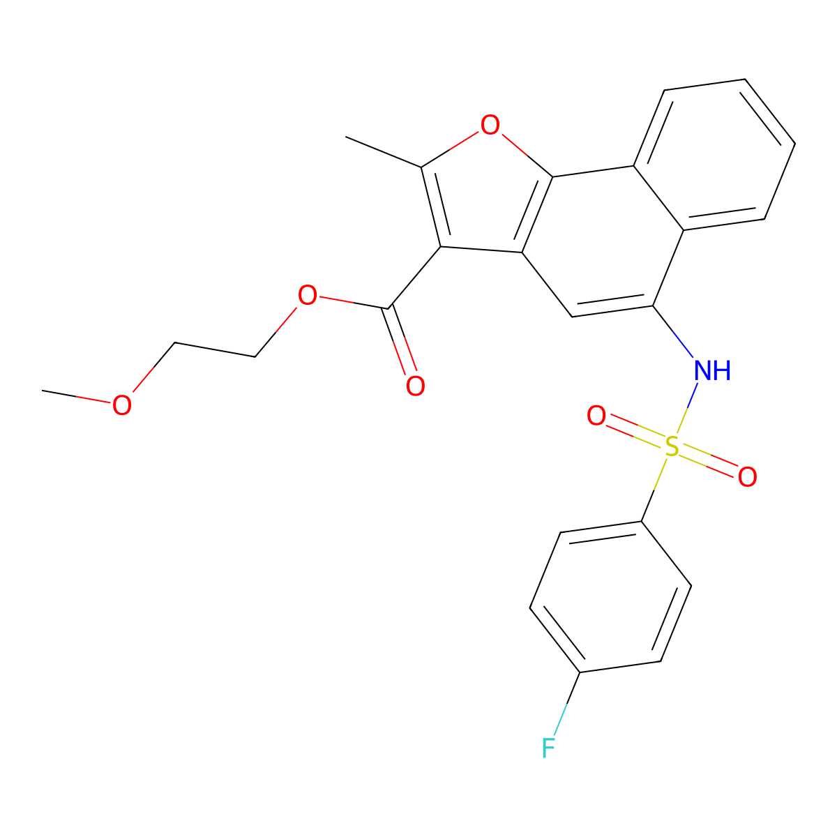 2-Methoxyethyl 5-{[(4-fluorophenyl)sulfonyl]amino}-2-methylnaphtho[1,2-b]furan-3-carboxylate molecular structure, CAS 361179-88-6