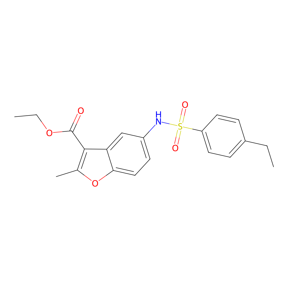 Ethyl 5-{[(4-ethylphenyl)sulfonyl]amino}-2-methyl-1-benzofuran-3-carboxylate molecular structure, CAS 361179-96-6
