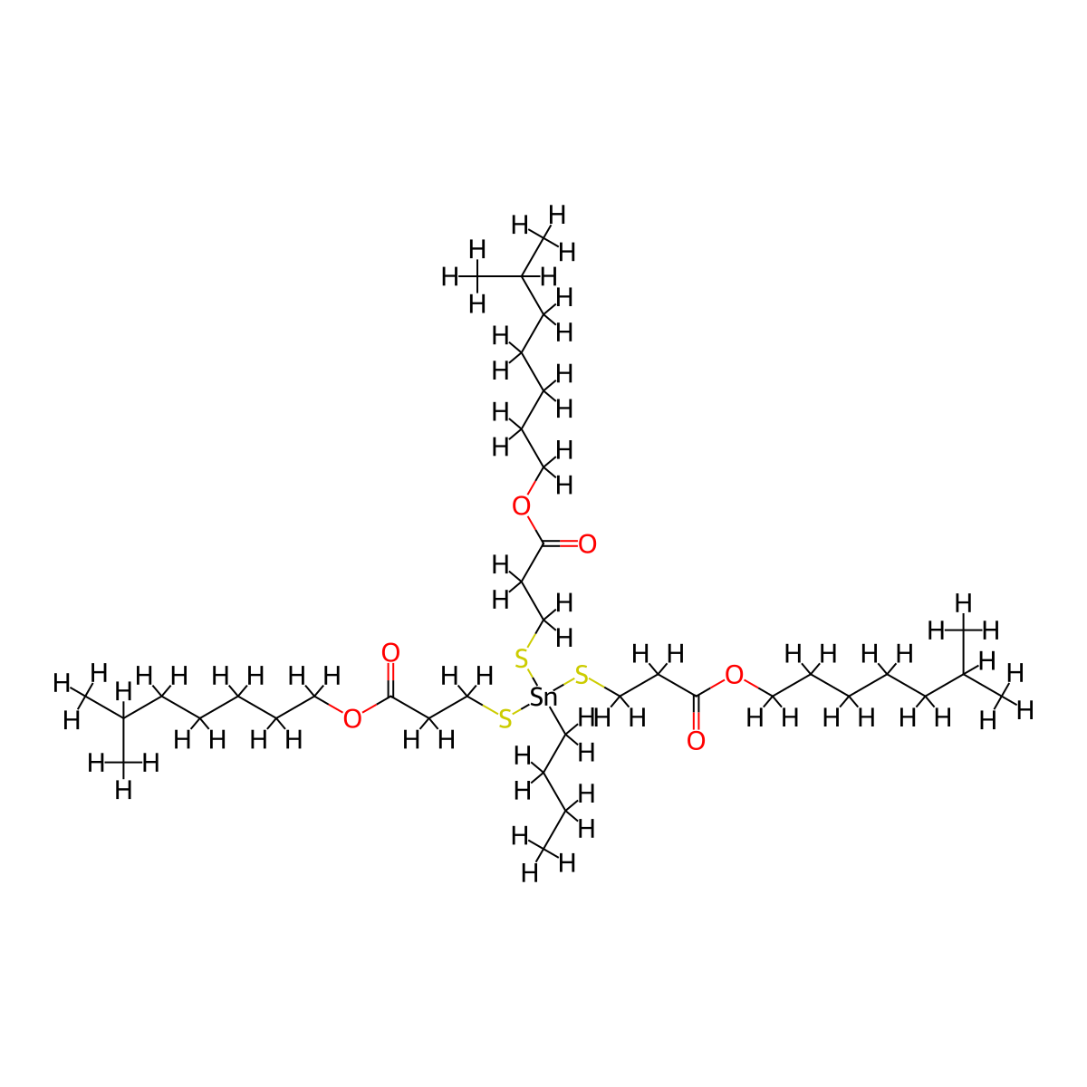 Propanoic acid, 3,3',3''-[(butylstannylidyne)tris(thio)]tris-, 1,1',1''-triisooctyl ester molecular structure, CAS 36118-60-2