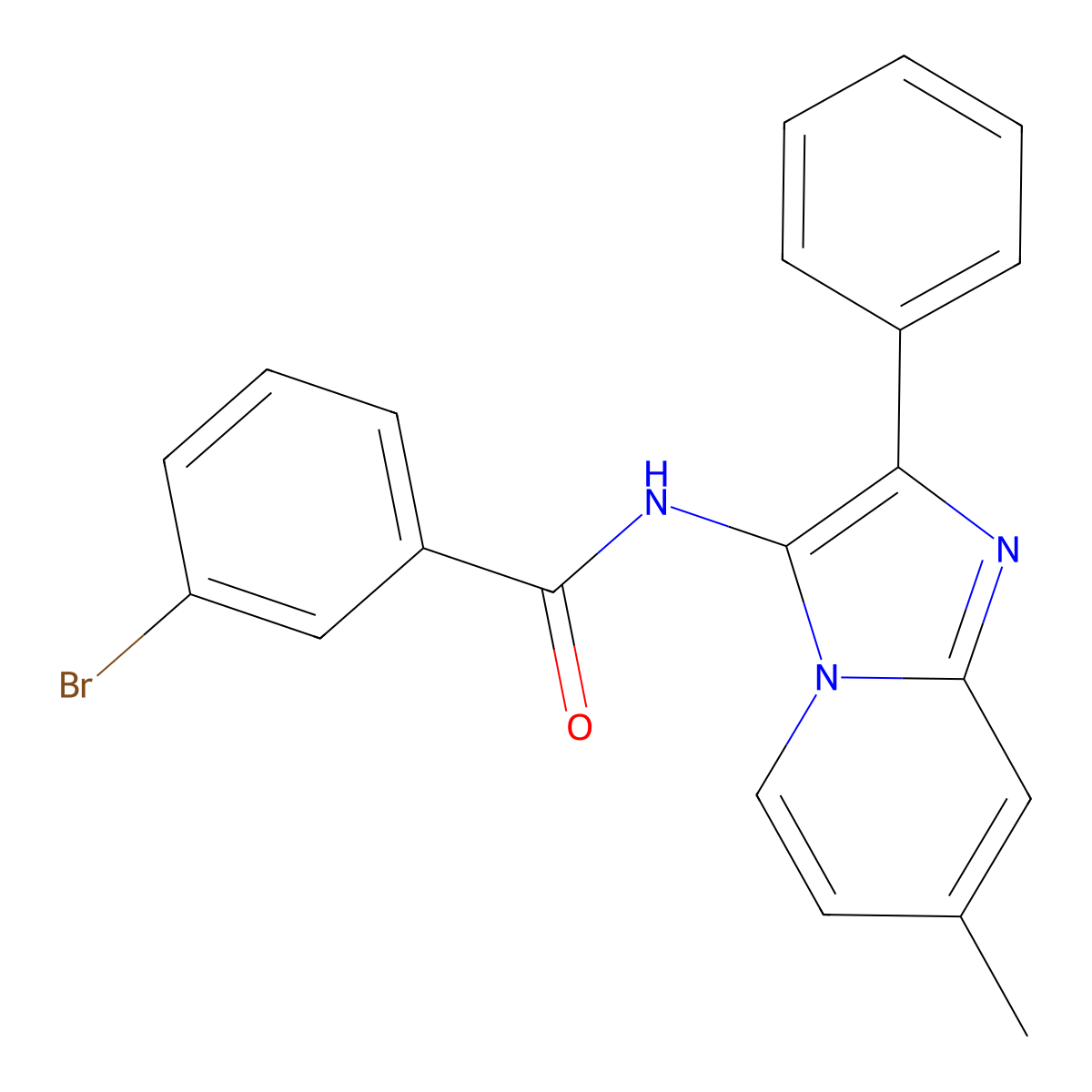 3-bromo-N-(7-methyl-2-phenylimidazo[1,2-a]pyridin-3-yl)benzamide molecular structure, CAS 361180-10-1