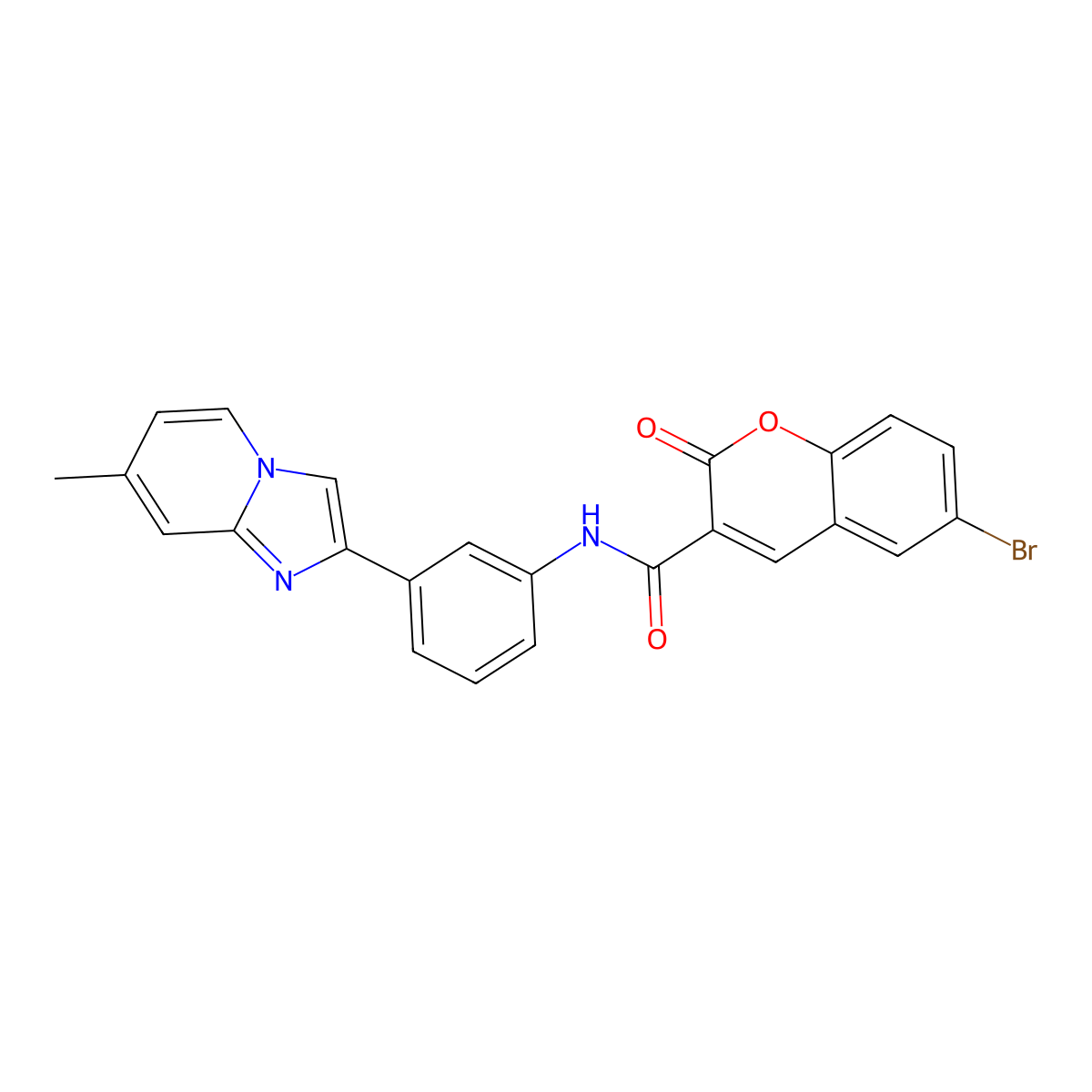 6-bromo-N-(3-(7-methylimidazo[1,2-a]pyridin-2-yl)phenyl)-2-oxo-2H-chromene-3-carboxamide molecular structure, CAS 361180-15-6