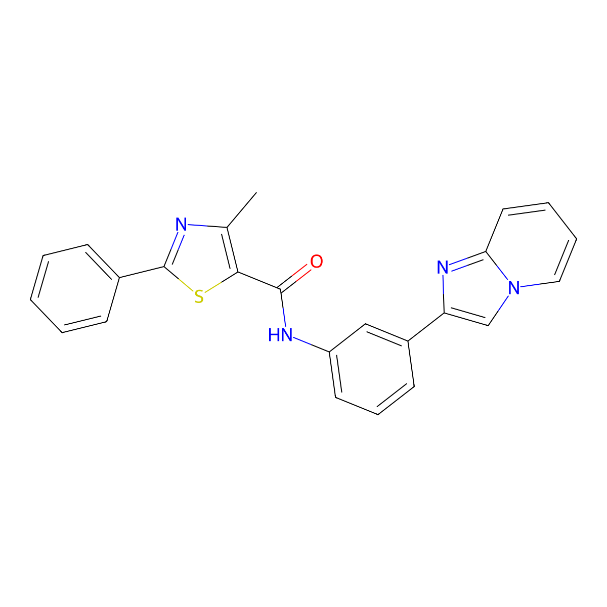 N-(3-imidazo[1,2-a]pyridin-2-ylphenyl)-4-methyl-2-phenyl-1,3-thiazole-5-carboxamide molecular structure, CAS 361180-18-9