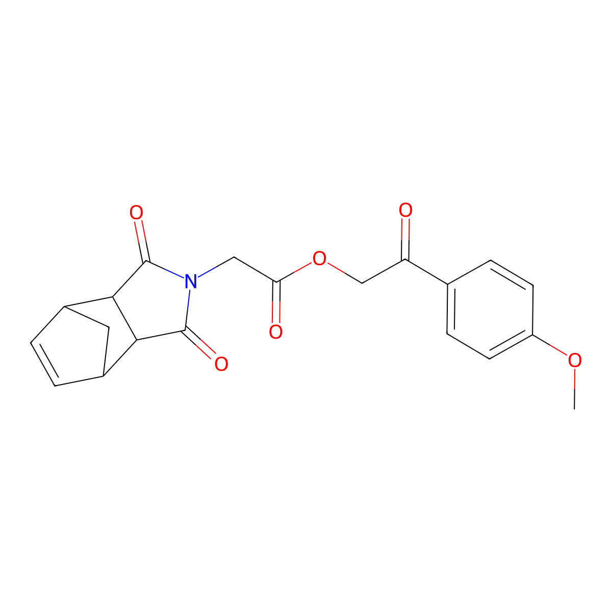 2-(4-methoxyphenyl)-2-oxoethyl (1,3-dioxo-1,3,3a,4,7,7a-hexahydro-2H-4,7-methanoisoindol-2-yl)acetate molecular structure, CAS 361181-39-7
