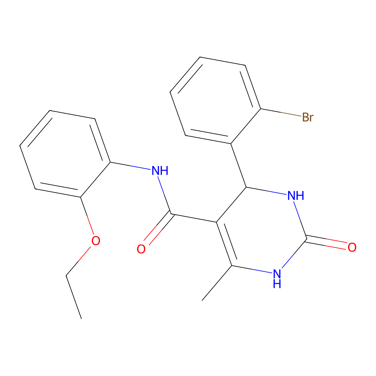 4-(2-bromophenyl)-N-(2-ethoxyphenyl)-6-methyl-2-oxo-1,2,3,4-tetrahydropyrimidine-5-carboxamide molecular structure, CAS 361182-38-9