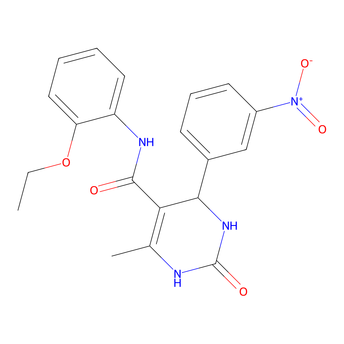N-(2-ethoxyphenyl)-6-methyl-4-(3-nitrophenyl)-2-oxo-1,2,3,4-tetrahydropyrimidine-5-carboxamide molecular structure, CAS 361182-39-0