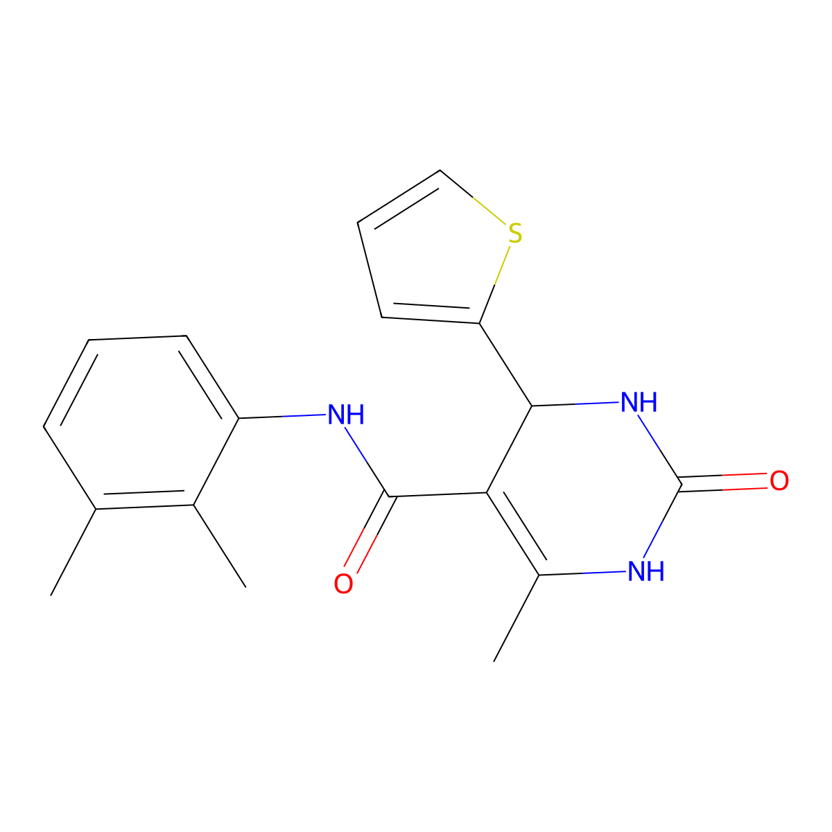N-(2,3-dimethylphenyl)-6-methyl-2-oxo-4-(thiophen-2-yl)-1,2,3,4-tetrahydropyrimidine-5-carboxamide molecular structure, CAS 361182-46-9