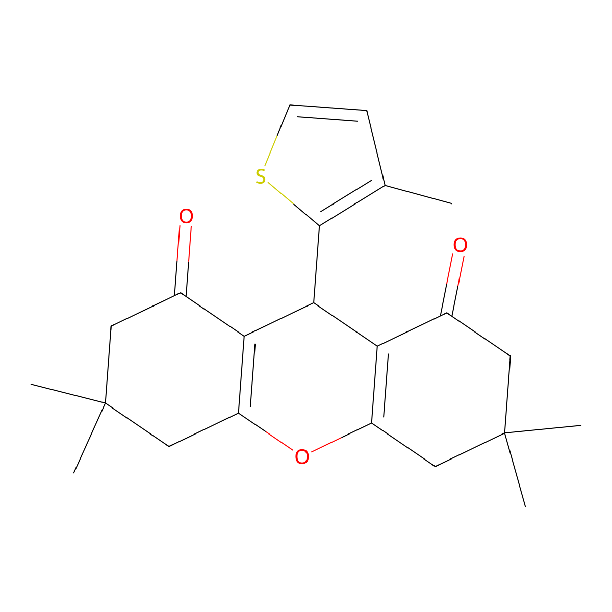 3,3,6,6-tetramethyl-9-(3-methylthiophen-2-yl)-3,4,5,6,7,9-hexahydro-1H-xanthene-1,8(2H)-dione molecular structure, CAS 361182-80-1