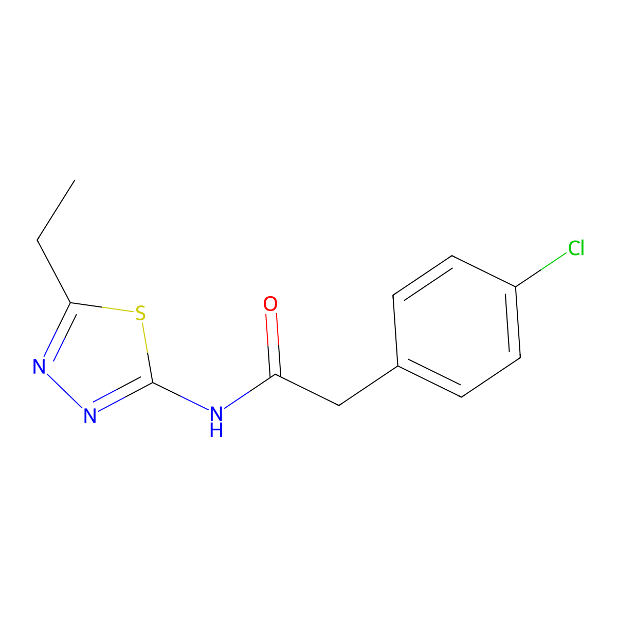 2-(4-chlorophenyl)-N-(5-ethyl-1,3,4-thiadiazol-2-yl)acetamide molecular structure, CAS 361183-42-8