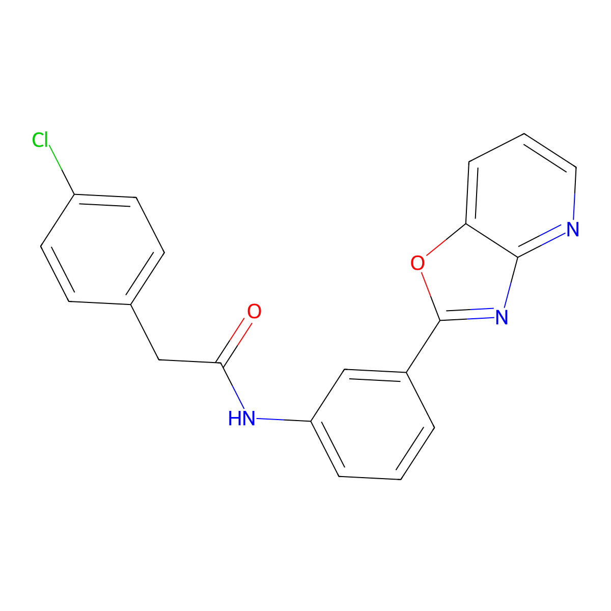 2-(4-chlorophenyl)-N-[3-([1,3]oxazolo[4,5-b]pyridin-2-yl)phenyl]acetamide molecular structure, CAS 361183-43-9
