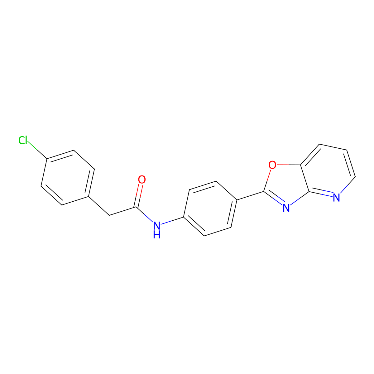 2-(4-chlorophenyl)-N-[4-([1,3]oxazolo[4,5-b]pyridin-2-yl)phenyl]acetamide molecular structure, CAS 361183-44-0