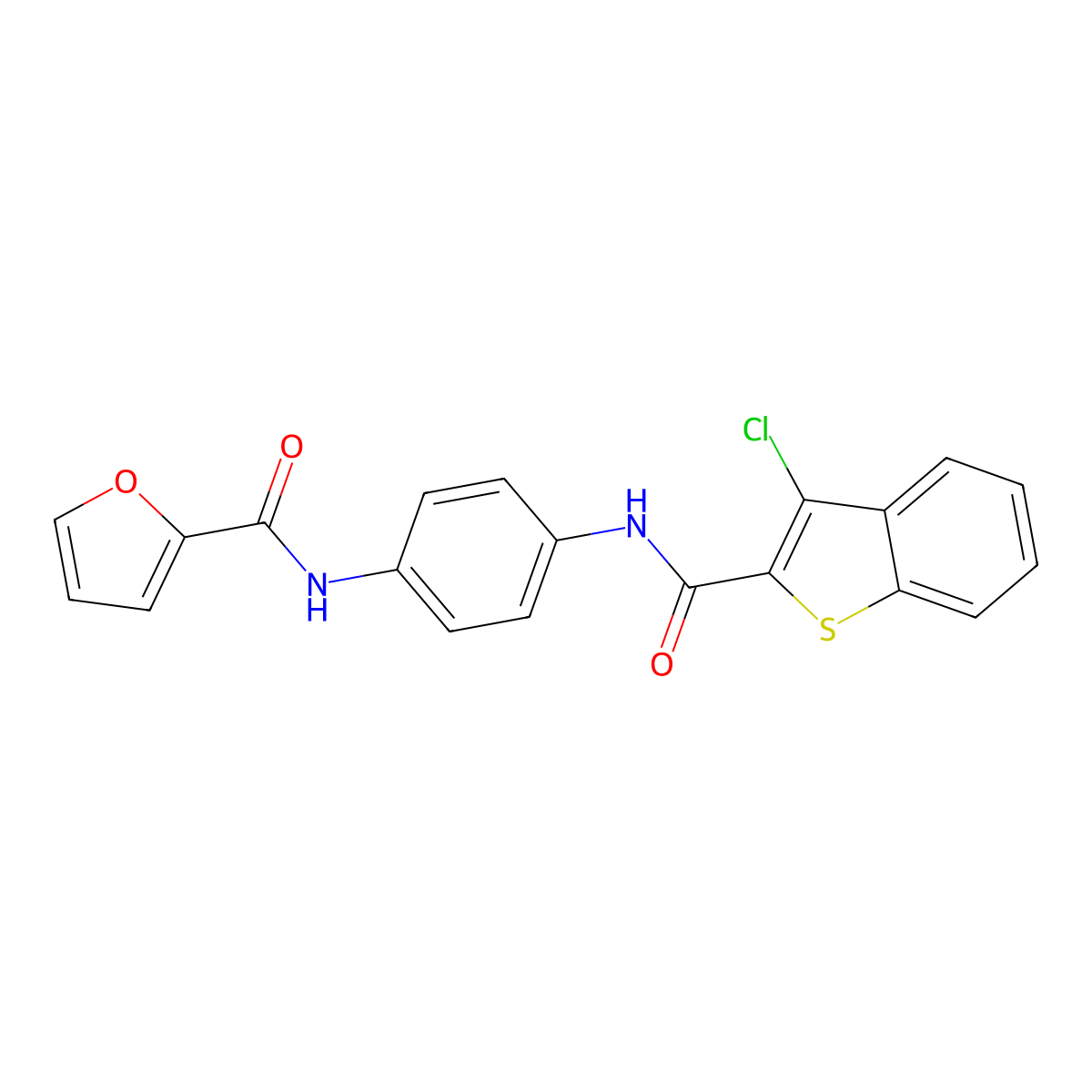 N-[4-[(3-chloro-1-benzothiophene-2-carbonyl)amino]phenyl]furan-2-carboxamide molecular structure, CAS 361183-46-2