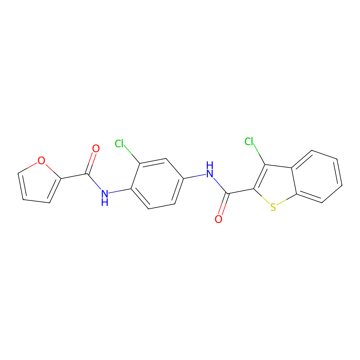 N-[2-chloro-4-[(3-chloro-1-benzothiophene-2-carbonyl)amino]phenyl]furan-2-carboxamide molecular structure, CAS 361183-50-8