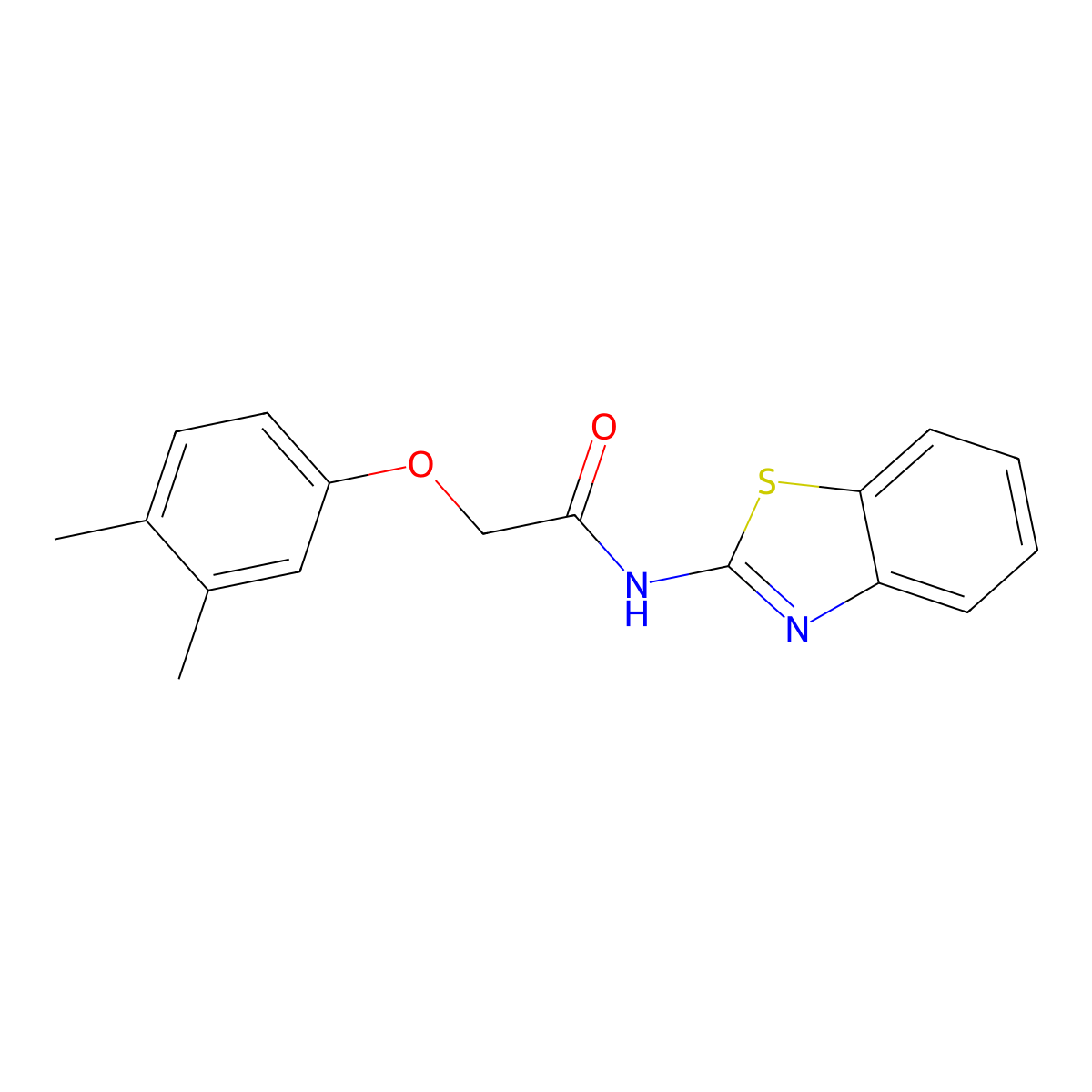 N-(1,3-benzothiazol-2-yl)-2-(3,4-dimethylphenoxy)acetamide molecular structure, CAS 361183-64-4