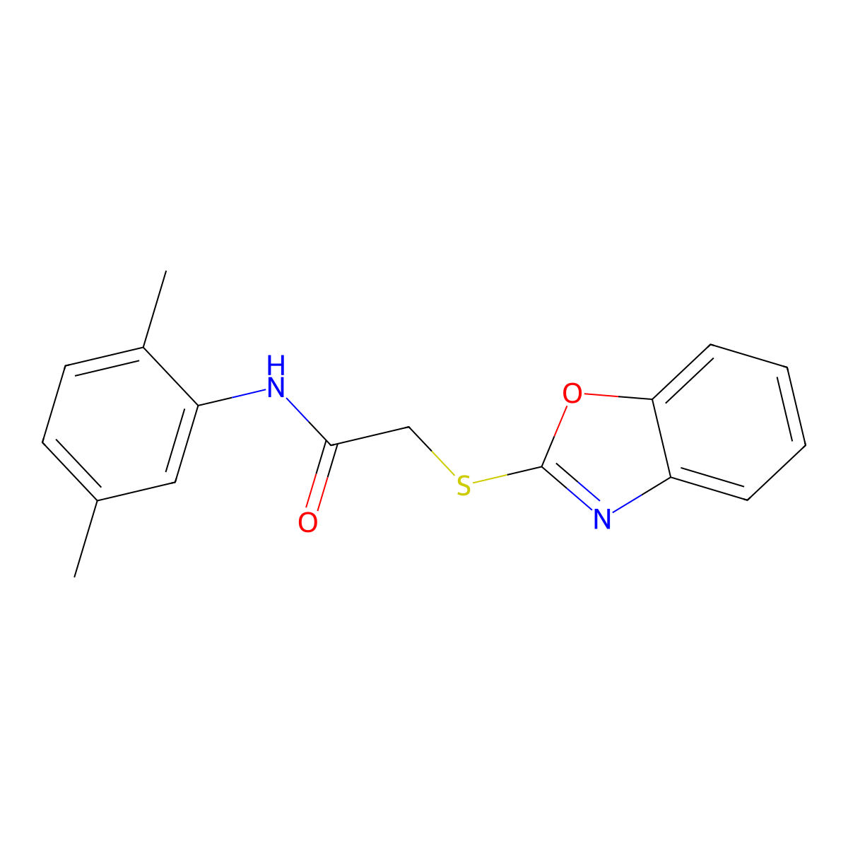 2-(1,3-benzoxazol-2-ylsulfanyl)-N-(2,5-dimethylphenyl)acetamide molecular structure, CAS 361184-57-8